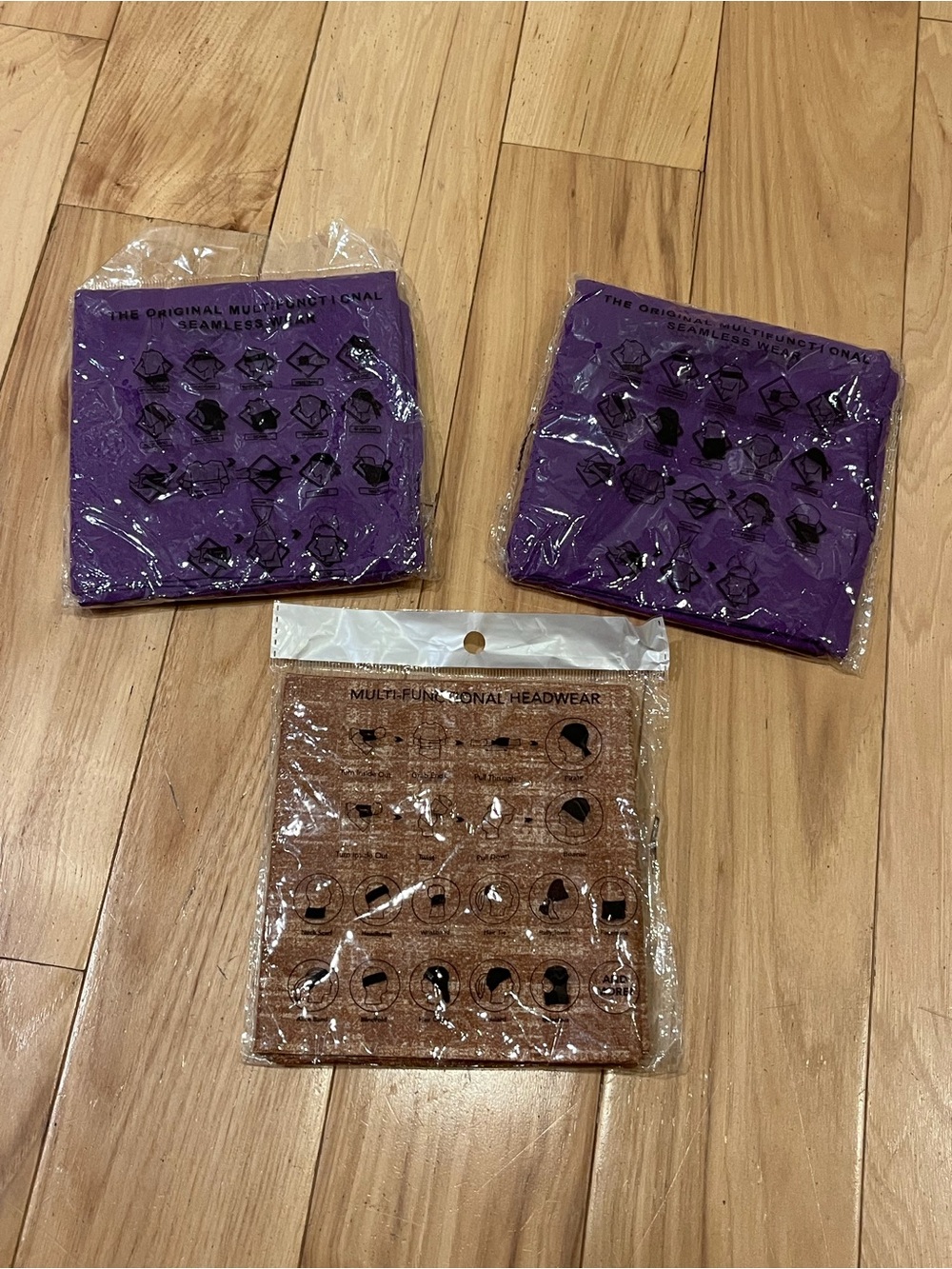 SALE NEW Multifunctional Seamless Wear Tube Face Masks - Set of 3 (purple brown)